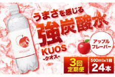 【全3回定期便】強炭酸水クオス アップルフレーバー 500ml×24本 炭酸水 たんさんすい 炭酸 たんさん 水 飲料水 みず 定期便 単品 アップル 日田市 / 株式会社OTOGINO [AREF170]