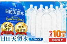 【全6回定期便】日田天領水(ラベルレス) 2L×10本 日田市 / グリーングループ株式会社　みず 水 ミネラルウォーター [AREG057]