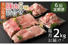 【6ヶ月定期便：2025年10月配送開始】小分けで便利♪大分県産 豚5種詰め合わせ（約2kg×6回）