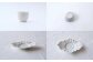 ②稜花湯呑、③稜花エスプレッソカップ用ソーサー