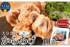 大分名物　塩からあげ　2kg（200g×10袋）【しお味】　|レンチン　冷凍　唐揚げ　からあげ 弁当 おかず お惣菜 津久見市