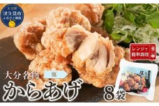 大分名物　塩からあげ　1.6kg（200g×8袋）【しお味】　|レンチン　冷凍　唐揚げ　からあげ 弁当 おかず お惣菜 津久見市