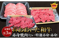 【定期便/全3回】おおいた和牛 赤身焼肉( ヒレ焼肉 特選赤身焼肉 赤身焼肉)を全3回お届け 牛肉 和牛 ブランド牛 黒毛和牛 赤身肉 焼き肉 焼肉 バーベキュー 大分県産 九州産 津久見市 熨斗対応
