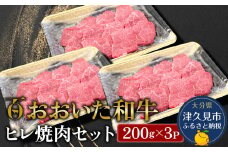 おおいた和牛 ヒレ 焼肉セット 200g×3P 牛肉 和牛 ブランド牛 黒毛和牛 赤身肉 焼き肉 焼肉 バーベキュー 大分県産 九州産 津久見市 熨斗対応