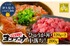 豊後まぐろ ヨコヅーナ 中落ち 200g・ひゅうが丼セット 120g×2   鮪 マグロ 海鮮丼 希少部位 刺し身 盛り合わせ 冷凍 新鮮 漬け丼 大分県産 九州産 津久見市 国産