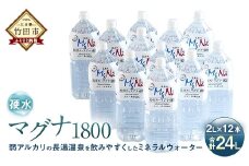 硬水ミネラルウォーター 「マグナ1800」 2L×12本 計24L
