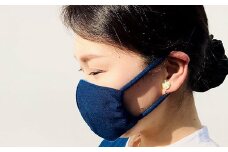 手作り 藍染のガーゼマスク 大人用 Lサイズ マスク 綿100%