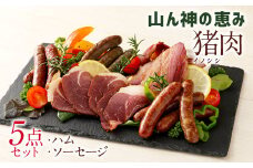 【竹田ジビエ】山ん神の恵み イノシシ肉 ハム・ソーセージ 5点セット 計460g 食べやすい ジビエ ウインナー ベーコン