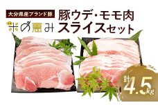 大分県産ブランド豚「米の恵み」ウデ肉・モモ肉スライスセット 計4.5kg 豚肉 小分け