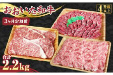 【3ヶ月定期便】おおいた和牛（もも・ロースステーキ・肩ローススライス）定期便