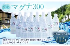 硬水 ミネラルウォーター マグナ300-500ml (24本セット) 水 飲料 長湯温泉水 竹田湧水