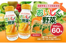 おいしく野菜 190g 30本 2ケース 計60本 野菜ジュース 食品添加物不使用 アルミボトル 砂糖・食塩不使用 国産
