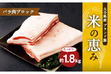 大分県産ブランド豚 奥豊後豚（米の恵み） バラ肉ブロック 1.8kg (1.8kg×1) 豚肉 豚バラ