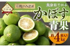 【先行予約】 有機JAS認証 かぼす青果 約4kg（箱入り） 【2025年8月下旬から11月下旬発送予定】