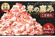 大分県産 ブランド豚 「米の恵み」 こま切れ 計約3kg（約500g×6袋） 真空パック 