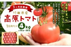 【2ヶ月定期便】 竹田市産 高原トマト 4kg 約16～28個 トマト とまと 野菜 【2026年1月上旬迄順次発送予定】