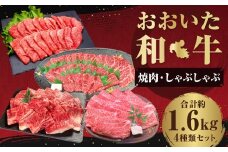 【焼肉・しゃぶしゃぶ食べ比べ】 おおいた和牛（赤身焼肉・赤身スライス・肩ロース焼肉・肩ローススライス） 各約400g 計約1.6kg