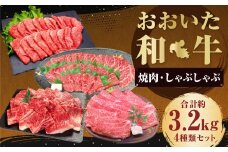 【焼肉・しゃぶしゃぶ食べ比べ】 おおいた和牛（赤身焼肉・赤身スライス・肩ロース焼肉・肩ローススライス） 各約800g 計約3.2kg