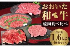 【焼肉食べ比べ】 おおいた和牛（赤身・肩ロース・上カルビ・ミスジ） 各約400g 計約1.6kg