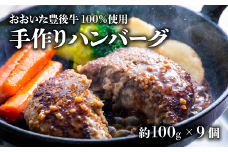 おおいた豊後牛100％手作りハンバーグ 900g（約100g×9個）