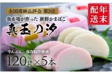 【年末配送】 紅白 かまぼこ 真玉の汐（120g×5本） 12月26～29日にお届け予定 お節 おせち 定番の一品