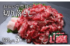 【335g×3パック】 おおいた豊後牛 切り落とし 計1,005g 黒毛和牛 部位 おまかせ 大分県産