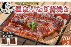 【配送日指定可能】完全無投薬養殖！大分水産の温泉うなぎ蒲焼（カット）70g×2 お試しにどうぞ！ 国産 蒲焼 蒲焼き かば焼き 鰻屋 個包装 冷凍 真空 ギフト 敬老の日 ＜104-001_5＞