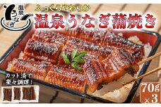 【配送日指定可能】完全無投薬養殖！大分水産の温泉うなぎ蒲焼（カット）70g×3 国産 蒲焼 蒲焼き かば焼き 鰻屋 個包装 冷凍 真空 ギフト 敬老の日 ＜104-002_5＞
