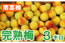ひらそ農園の完熟梅 3kg 梅 南高梅 完熟梅 梅干し 梅干 梅干し用 梅酒  梅シロップ 梅ジャム 3キロ 数量限定 先行予約 6月 ＜004-008＞