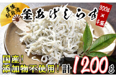 国産！添加物不使用！豊後別府湾釜揚げしらす たっぷり 1200g（300g×4パック） 小分け 国産 しらす シラス  釜揚げ シラス丼 海鮮丼 おつまみ 冷凍配送 敬老の日 ＜108-014_5＞