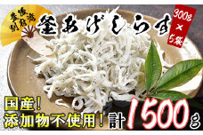 国産！添加物不使用！豊後別府湾釜揚げしらす たっぷり 1500g（300g×5パック） 小分け 国産 しらす シラス 釜揚げ シラス丼 海鮮丼 おつまみ 冷凍配送 敬老の日 ＜108-015_5＞