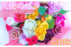 【天使のバラ】薔薇だけの自立型花束Mサイズ（色MIX） ＜141-013_6＞