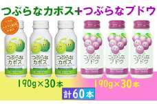 つぶらなカボス30本＋つぶらなブドウ30本（計60本・各1ケース）190g ／ つぶらな つぶらなカボス つぶらなブドウ ジュース 2ケース かぼすドリンク 清涼飲料水 人気 子供 おすすめ 果汁飲料 ご当地ジュース かぼす ぶどう ぶどうジュース 飲料 60本 飲み比べ 詰めあわせ ギフト プレゼント セット 贈答 家庭用 スピード発送 スピード 敬老の日 ＜131-204＞