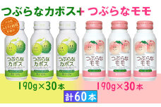 つぶらなカボス30本＋つぶらなモモ30本（計60本・各1ケース）190g ／ つぶらな つぶらなカボス つぶらなモモ ジュース 2ケース かぼすドリンク 清涼飲料水 人気 子供 おすすめ 果汁飲料 ご当地ジュース かぼす もも モモ 桃 ももジュース モモジュース 桃ジュース 飲料 60本 飲み比べ 詰めあわせ ギフト プレゼント セット スピード発送 ＜131-206＞