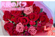 【天使のバラ】薔薇だけのミニ丈ブーケLサイズ（赤系） ＜141-020_6＞