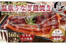 【9月末まで】温泉うなぎ蒲焼 2尾（160gサイズ） 自宅用 エコ包装  ＜104-066＞