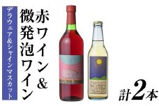赤ワイン ＆ 微発泡デラウェア＆シャインマスカット(合計1.05L・2本)ワイン 赤ワイン 酒 お酒 甘口 甘口ワインアルコール 微発泡 デラウェア ぶどう 葡萄 安心院産 飲み比べ セット【100801401】【百笑一喜】