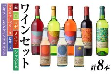 安心院小さなワイン工房ワインセット(合計4.59L・8本)ワイン 白ワイン 赤ワイン 酒 お酒 アルコール ロゼ メルロー シャルドネ 微発泡ワイン 安心院産 飲み比べ セット ぶどう デラウェア ピオーネ マスカットベリーＡ【100803301】【企業組合　百笑一喜】