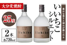 いいちこシルエット 25度(計1.44L・720ml×2本)酒 お酒 むぎ焼酎 720ml 麦焼酎 いいちこ アルコール 飲料 常温【106101301】【酒のひろた】