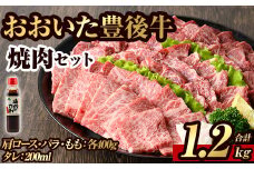 豊後牛焼肉セット(合計約1.2kg+200ml)牛肉 お肉 豊後牛 肩ロース バラ 焼肉のたれ たれ付き 焼き肉 バーベキュー セット【106402200】【まるひで】
