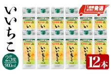 いいちこ 25度 パック(計10.8L・900ml×12本)酒 お酒 むぎ焼酎 900ml 麦焼酎 常温 いいちこ 三和酒類 紙パック【107304400】【時枝酒店】