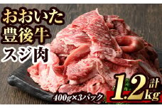 豊後牛 スジ肉(計1.2kg・400g×3個)牛肉 お肉 牛スジ 煮込み パック 冷凍 和牛 国産 大分県産 【106400300】【まるひで】