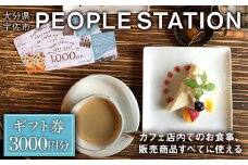 PEOPLESTATION ピープルステーション ギフト券(3,000円分・1,000円×3枚)カフェ ランチ 買い物 チケット ギフト券【104301200】【山添産業】