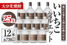 いいちこシルエット 25度(計8.64L・720ml×12本)酒 お酒 むぎ焼酎 720ml 麦焼酎 いいちこ アルコール 飲料 常温【106105101】【酒のひろた】