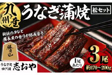 うなぎ処 四代目 志おや 九州産うなぎ 蒲焼(松・3本)うなぎ 鰻 ウナギ 国産 九州産 蒲焼き うな重 ひつまぶし タレ付き 勝負めし 【109400201】【志おや】
