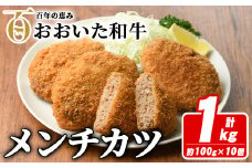 おおいた和牛メンチカツ(計1kg・100g×10個) 牛肉 お肉 メンチカツ 惣菜 揚げるだけ 簡単調理 手作り おかず お弁当 おおいた和牛 和牛【110200100】【吉野】