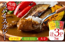 大分地鶏豊のしゃも地鶏出汁スパイスカレー3種セット(合計540g・180g×3パック)レトルト 簡単調理 ご当地カレー【112400201】【天峯ファーム】
