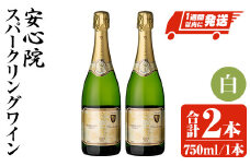 安心院スパークリングワイン 白(計1.5L・750ml×2本)酒 お酒 ワイン 白ワイン スパークリングワイン ぶどう 葡萄【107302602】【時枝酒店】