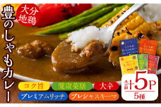 大分地鶏豊のしゃも地鶏出汁スパイスカレー5種セット(合計870g・5パック)チキンカレー 鶏肉 鳥肉 とり肉 地鶏 胸肉 ムネ肉 レトルト 簡単調理【112400401】【天峯ファーム】