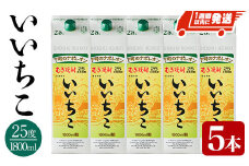 いいちこ 25度 パック(計9L・1.8L×5本)酒 お酒 むぎ焼酎 1800ml 麦焼酎 常温 いいちこ 三和酒類 紙パック【107303600】【時枝酒店】